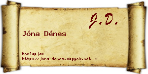 Jóna Dénes névjegykártya
